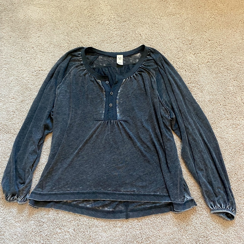 Free People Blouse Charcoal Grey Size: small